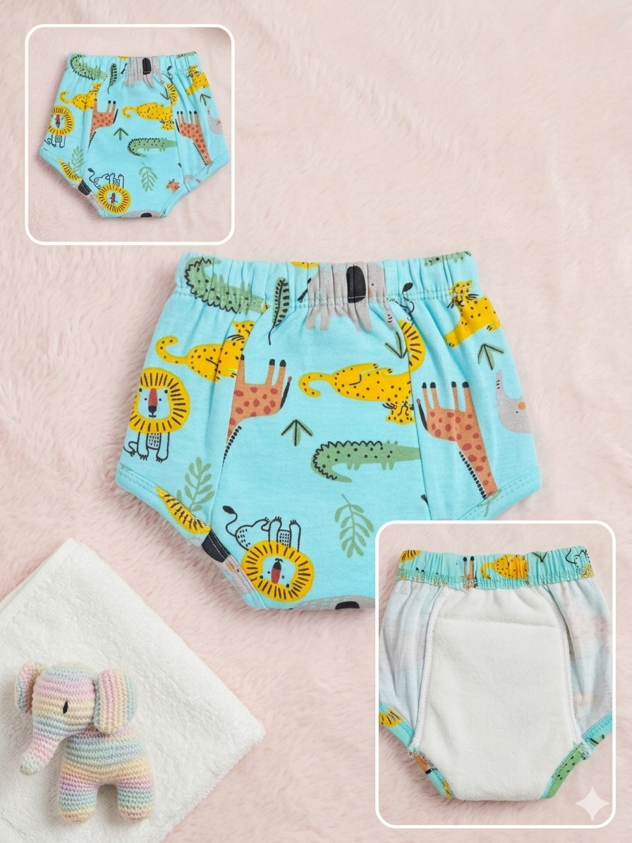 Padded Underwear - Blue Animals