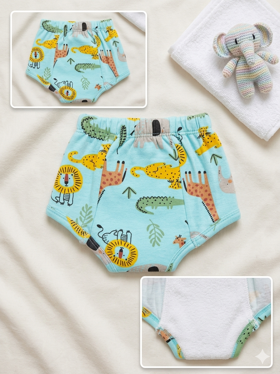 Padded Underwear - Blue Animals