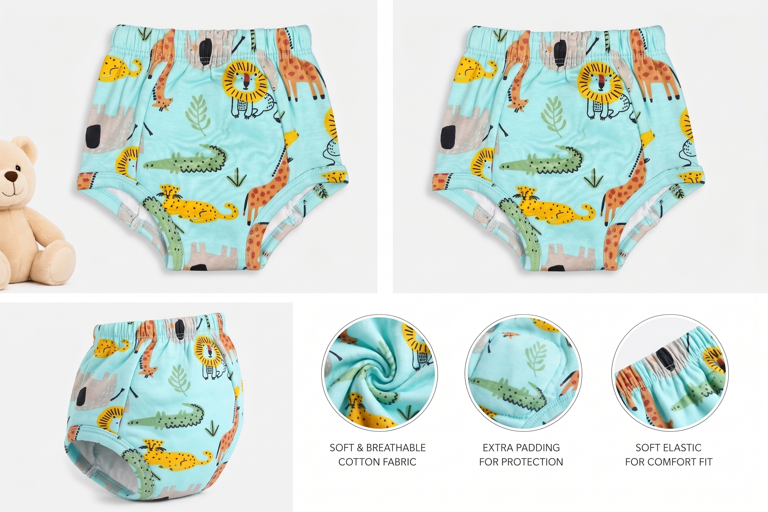 Padded Underwear - Blue Animal
